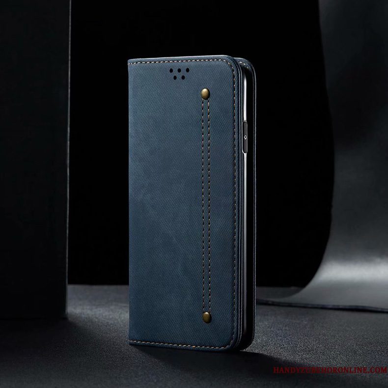 Hoesje Xiaomi Mi 10 Pro Folio Eenvoudigetelefoon, Hoes Xiaomi Mi 10 Pro Leer Mini Blauw