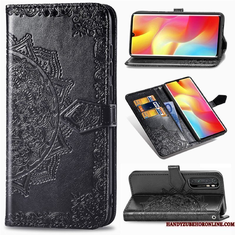 Hoesje Xiaomi Mi Note 10 Lite Zakken Zwart Mini, Hoes Xiaomi Mi Note 10 Lite Folio Anti-fall Kaart