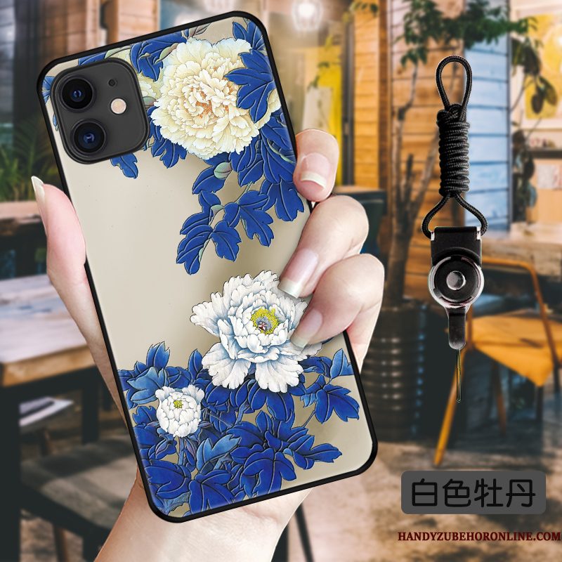 Hoesje iPhone 11 Bescherming Chinese Stijl Blauw, Hoes iPhone 11 Vintage Kraanvogel Schrobben