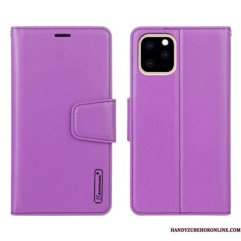 Hoesje iPhone 11 Pro Leer Hangertelefoon, Hoes iPhone 11 Pro Bescherming Purper