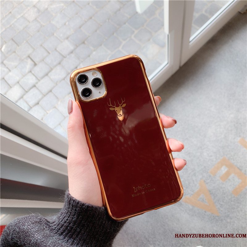 Hoesje iPhone 11 Pro Luxe Wijnrood Anti-fall, Hoes iPhone 11 Pro Zakken Eland Roze