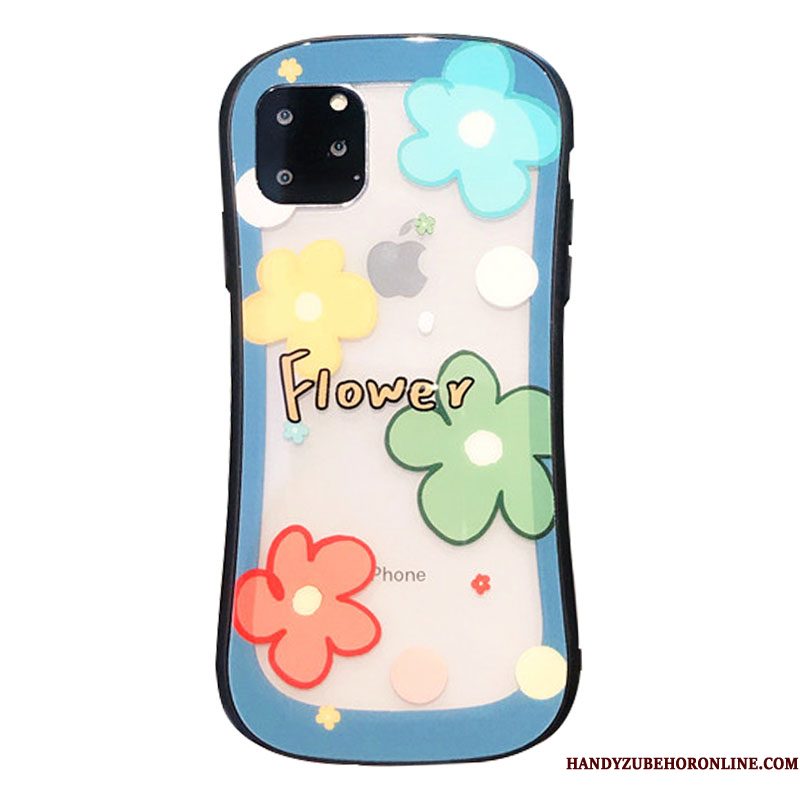 Hoesje iPhone 11 Pro Max Bescherming Anti-fall Bloemen, Hoes iPhone 11 Pro Max Glastelefoon