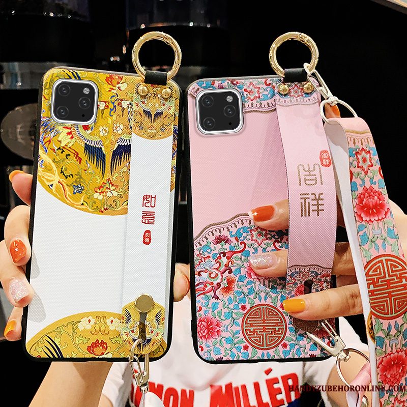 Hoesje iPhone 11 Pro Max Siliconen Chinese Stijl Hanger, Hoes iPhone 11 Pro Max Opknoping Nektelefoon