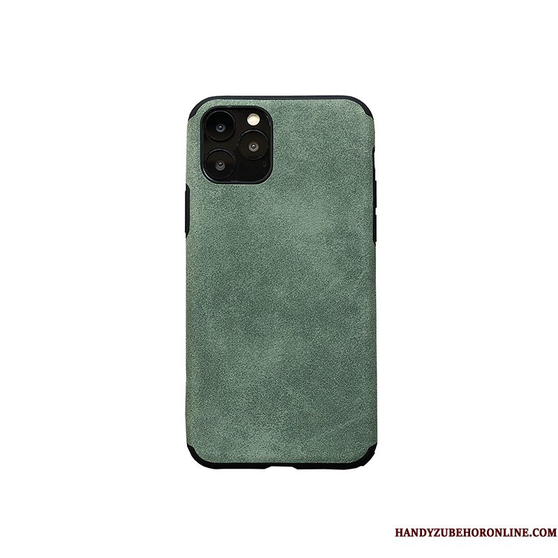 Hoesje iPhone 11 Pro Max Zacht Effen Kleur Kwaliteit, Hoes iPhone 11 Pro Max Vintage Brits Groen