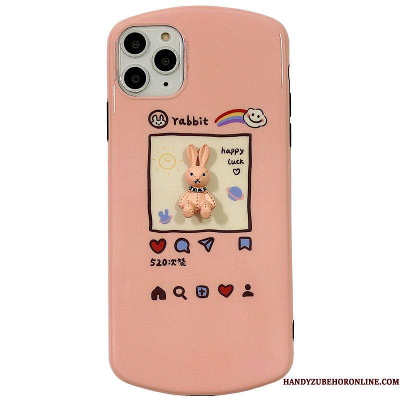 Hoesje iPhone 11 Pro Zacht Driedimensionaal Roze, Hoes iPhone 11 Pro Konijntelefoon