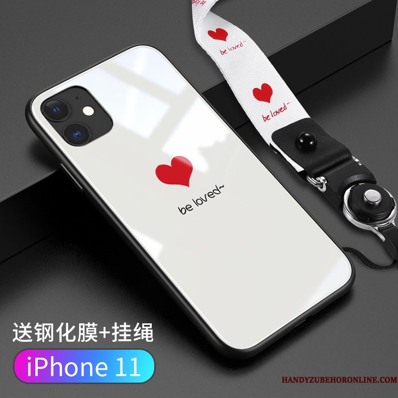 Hoesje iPhone 11 Spotprent Smiley Glas, Hoes iPhone 11 Siliconen Trend Wit