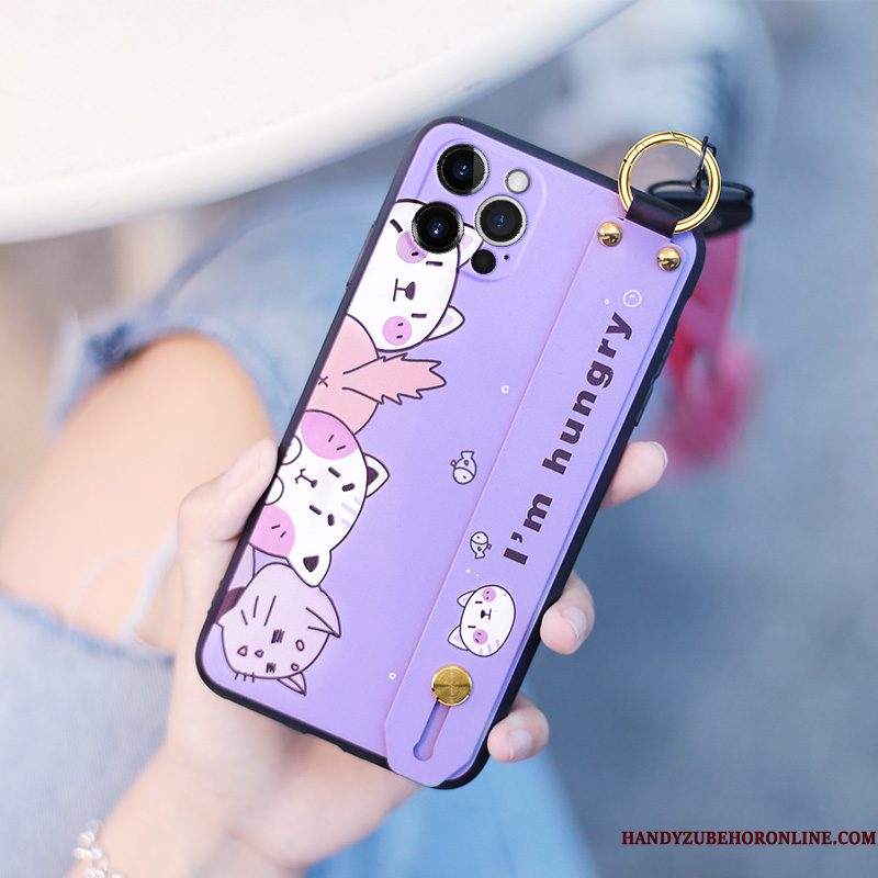 Hoesje iPhone 12 Pro Max Spotprent Trendy Merk Anti-fall, Hoes iPhone 12 Pro Max Zakken Schrobben Purper