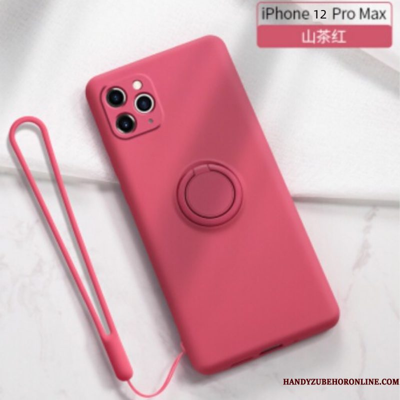 Hoesje iPhone 12 Pro Max Zakken Ringtelefoon, Hoes iPhone 12 Pro Max Ondersteuning Rood Dun