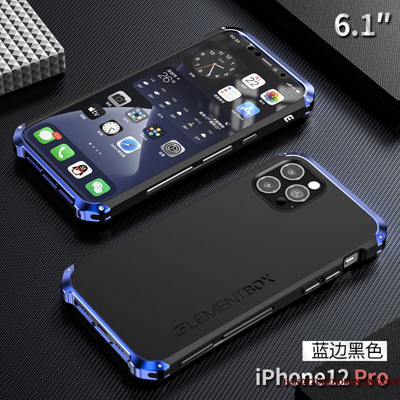 Hoesje iPhone 12 Pro Siliconen Telefoon Omlijsting, Hoes iPhone 12 Pro Bescherming Blauw Nieuw