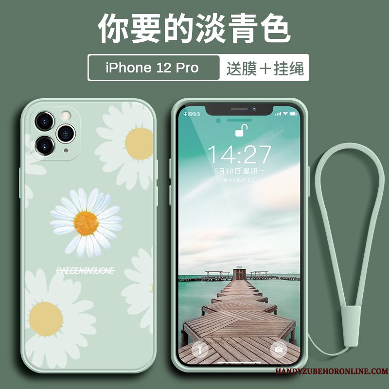 Hoesje iPhone 12 Pro Zakken Dun Groen, Hoes iPhone 12 Pro Bescherming Telefoon Nieuw