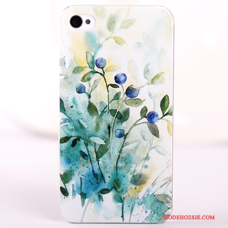 Hoesje iPhone 4/4s Geschilderd Blauwtelefoon, Hoes iPhone 4/4s Bescherming Hard Schrobben