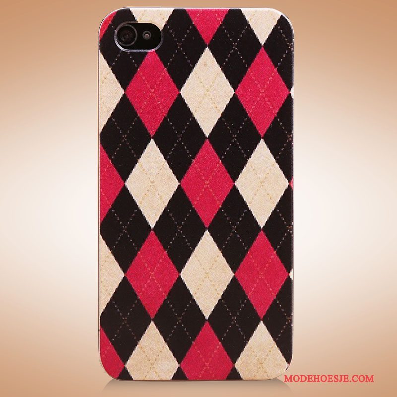 Hoesje iPhone 4/4s Geschilderd Eenvoudige Zwart, Hoes iPhone 4/4s Bescherming Ruit Rood