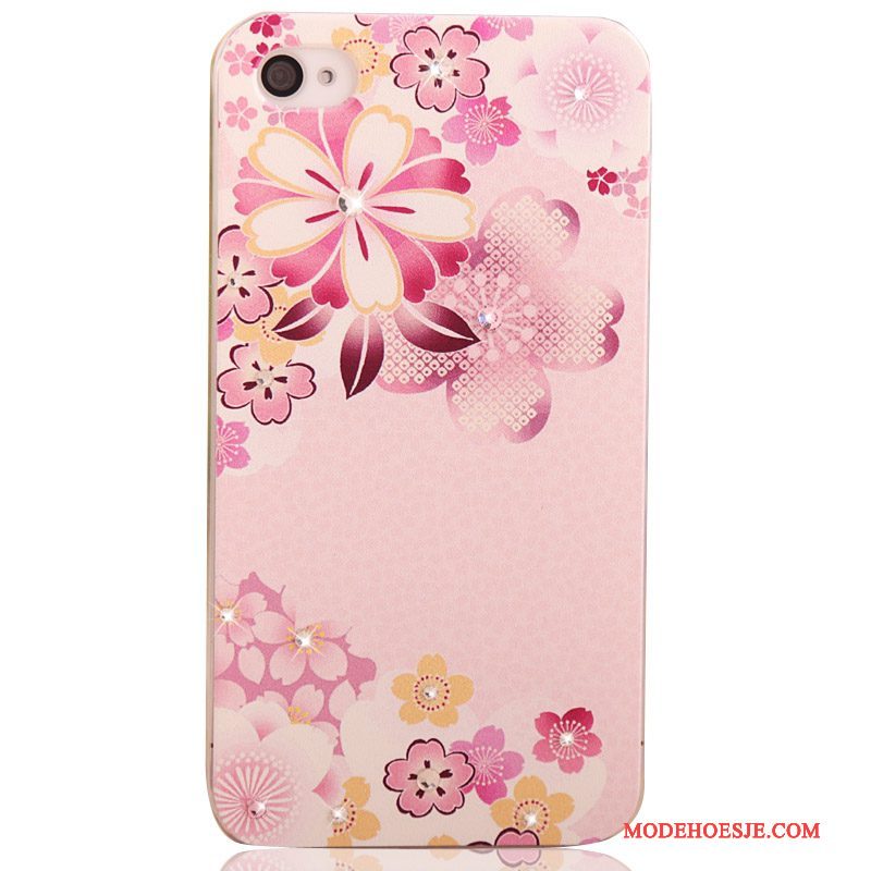 Hoesje iPhone 4/4s Geschilderd Hardtelefoon, Hoes iPhone 4/4s Strass Roze