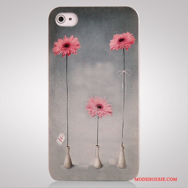 Hoesje iPhone 4/4s Spotprent Telefoon Grijs, Hoes iPhone 4/4s Geschilderd Trend Achterklep