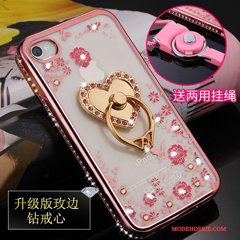 Hoesje iPhone 4/4s Zacht Telefoon Hanger, Hoes iPhone 4/4s Siliconen Roze