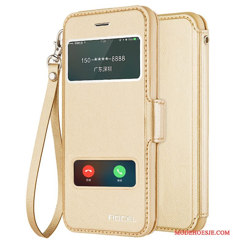 Hoesje iPhone 4/4s Zakken Trendtelefoon, Hoes iPhone 4/4s Folio Goud Anti-fall