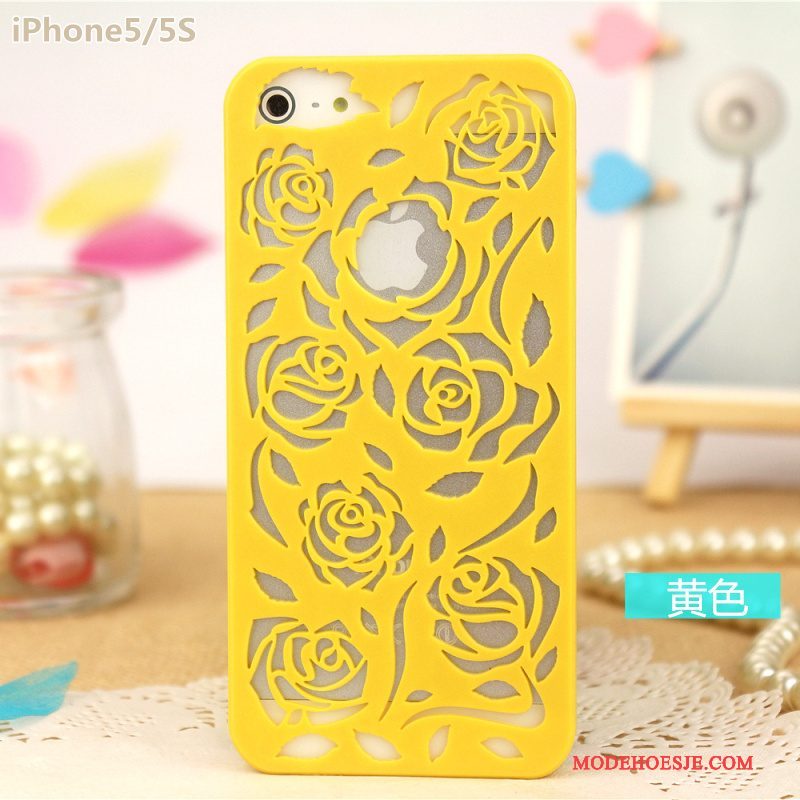 Hoesje iPhone 5/5s Bescherming Geel Snijwerk, Hoes iPhone 5/5s Telefoon Lichte En Dun