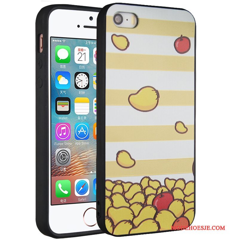 Hoesje iPhone 5/5s Bescherming Hanger Anti-fall, Hoes iPhone 5/5s Spotprent Geeltelefoon