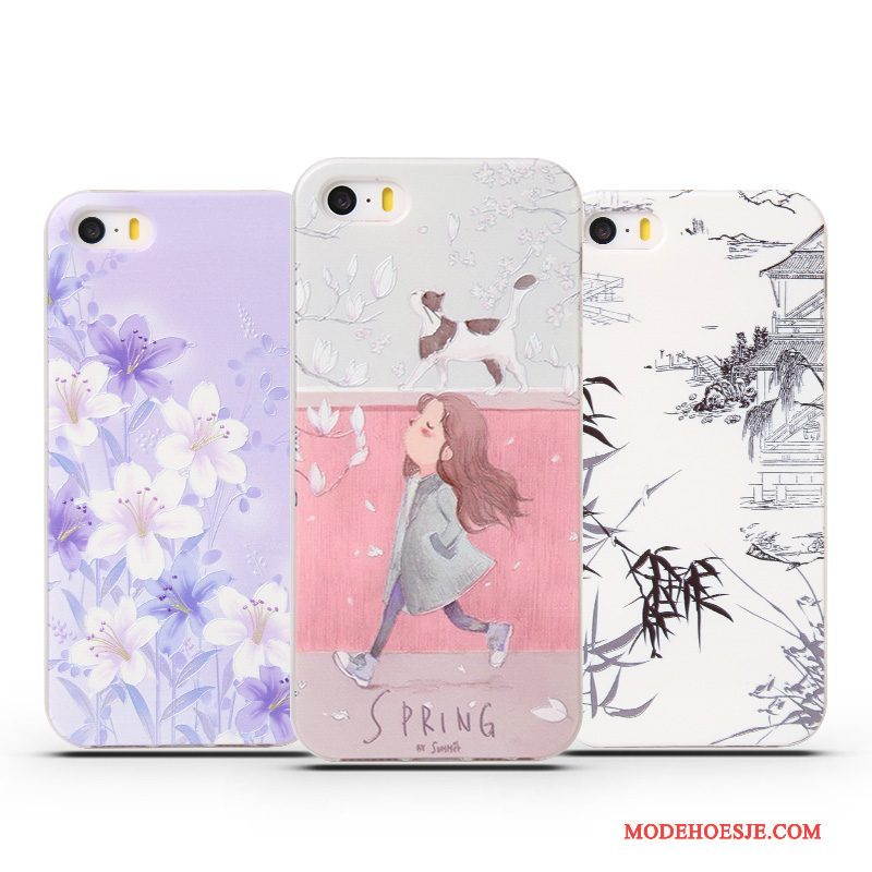 Hoesje iPhone 5/5s Bescherming Lichte En Dun Roze, Hoes iPhone 5/5s Zacht Telefoon