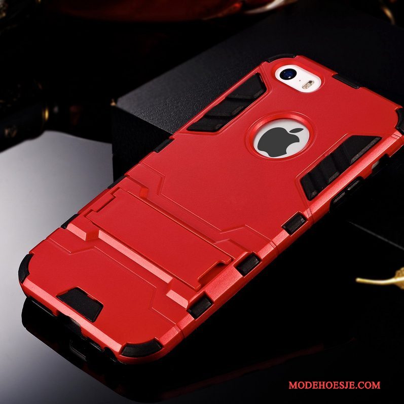 Hoesje iPhone 5/5s Bescherming Rood Trend, Hoes iPhone 5/5s Zacht Telefoon Anti-fall