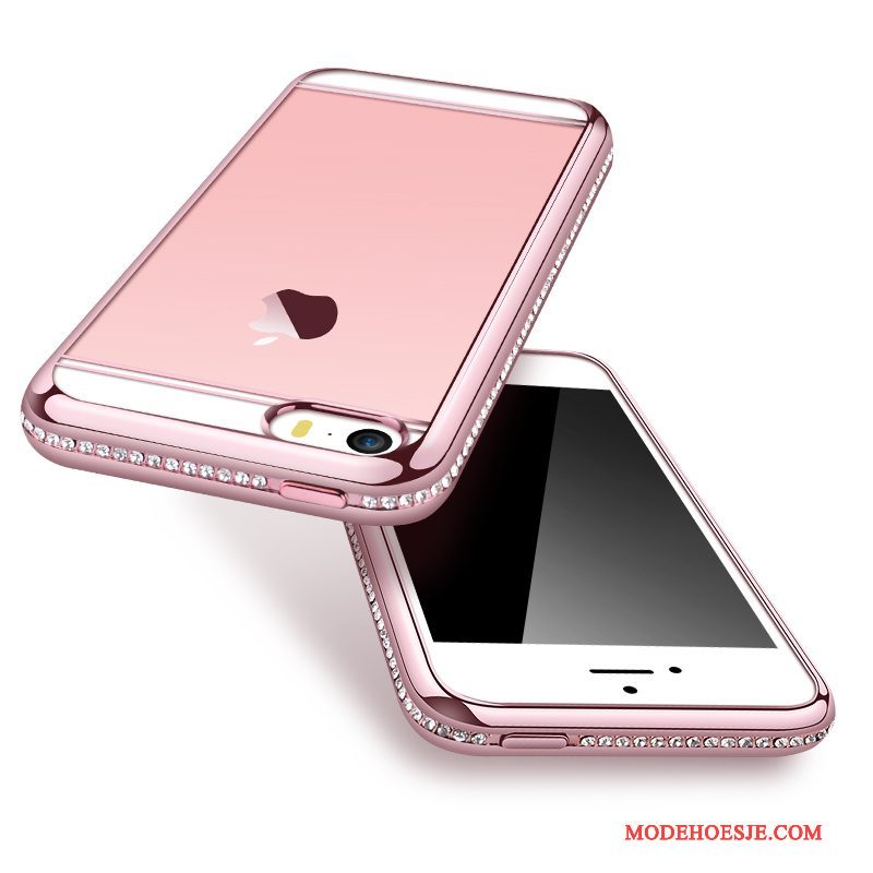 Hoesje iPhone 5/5s Bescherming Telefoon Roze, Hoes iPhone 5/5s Strass Trend Rose Goud