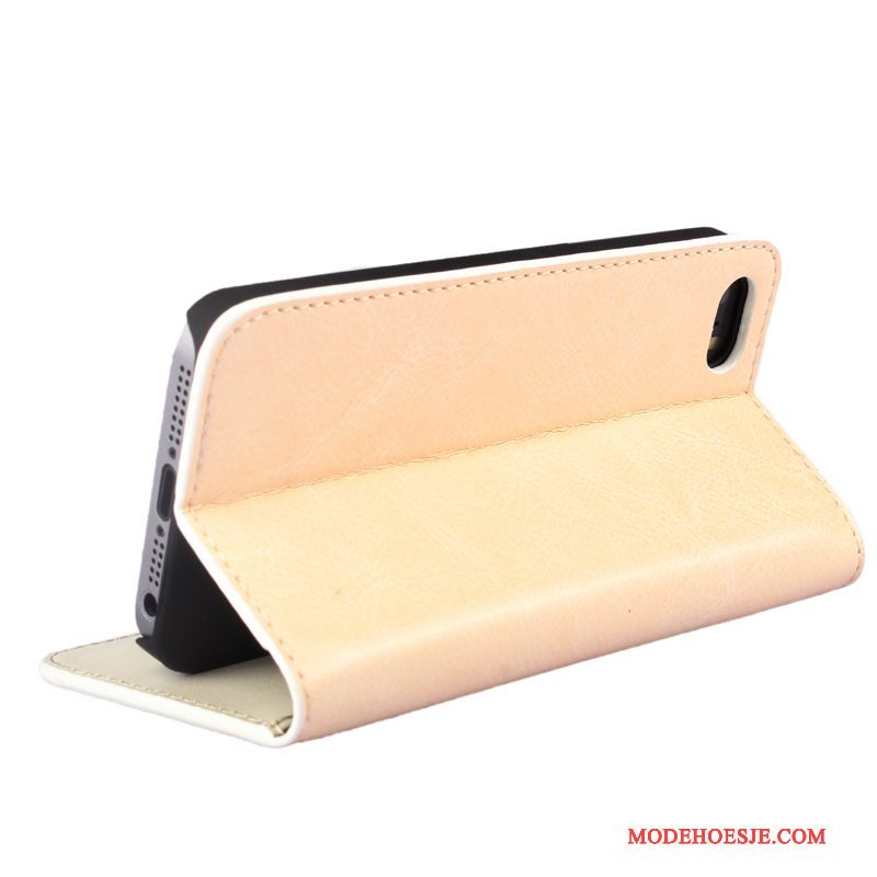 Hoesje iPhone 5/5s Leer Goudtelefoon, Hoes iPhone 5/5s Folio Anti-fall Patroon