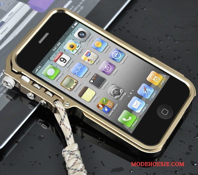 Hoesje iPhone 5/5s Metaal Telefoon Goud, Hoes iPhone 5/5s Omlijsting Trend