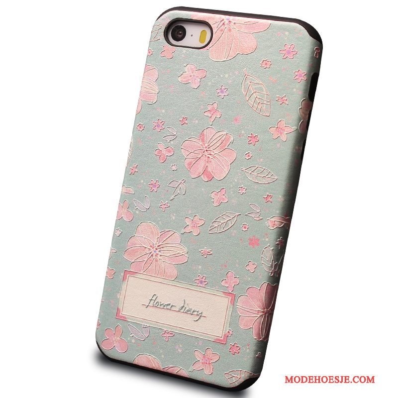 Hoesje iPhone 5/5s Scheppend Persoonlijk Blauw, Hoes iPhone 5/5s Zakken Roze Hanger