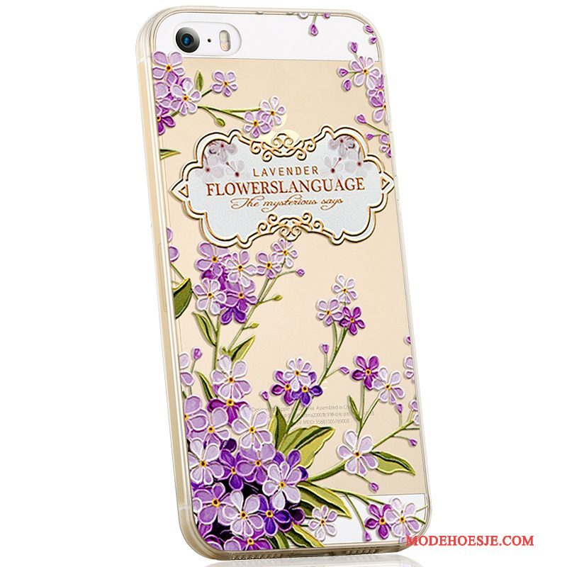 Hoesje iPhone 5/5s Siliconen Mooie Persoonlijk, Hoes iPhone 5/5s Zacht Trend Purper