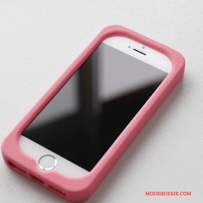 Hoesje iPhone 5/5s Siliconen Roze Doek, Hoes iPhone 5/5s Bescherming Telefoon