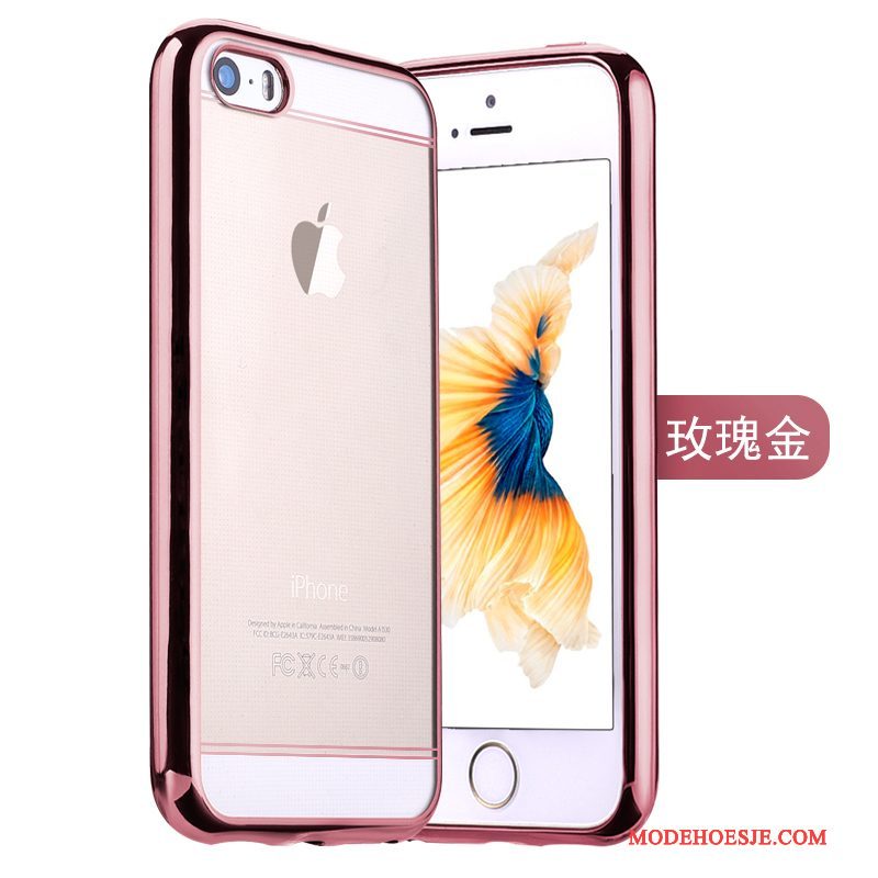 Hoesje iPhone 5/5s Siliconen Rozetelefoon, Hoes iPhone 5/5s Bescherming Plating