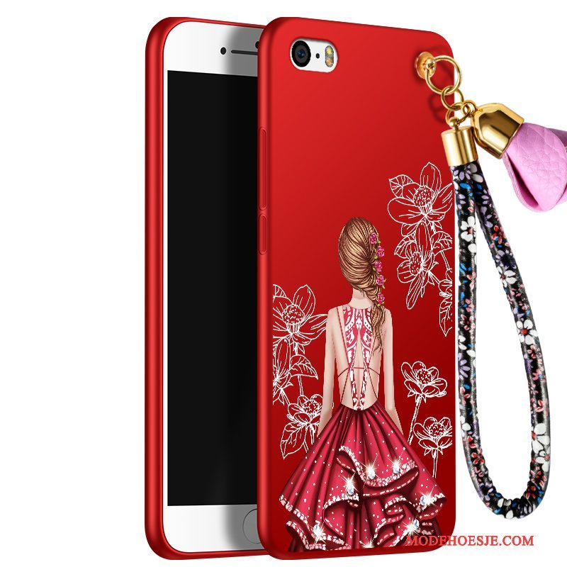 Hoesje iPhone 5/5s Siliconen Schrobben Rood, Hoes iPhone 5/5s Bescherming Anti-fall Trend