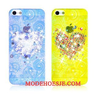 Hoesje iPhone 5/5s Spotprent Accessoires Geel, Hoes iPhone 5/5s Bescherming Kleur Blauw