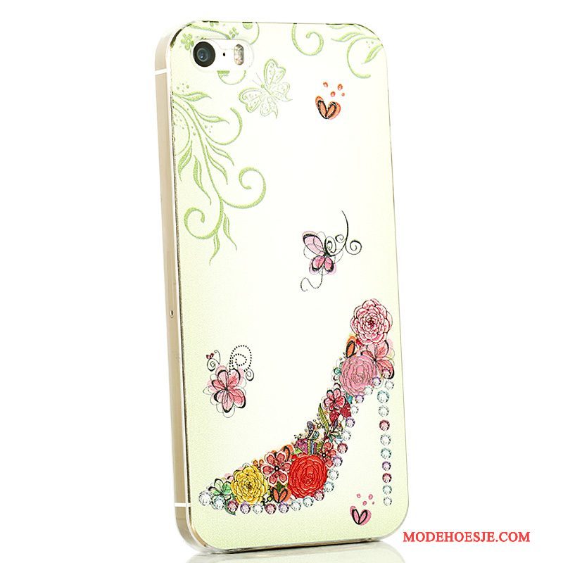 Hoesje iPhone 5/5s Spotprent Mooie Hard, Hoes iPhone 5/5s Reliëf Super Schattig Wit