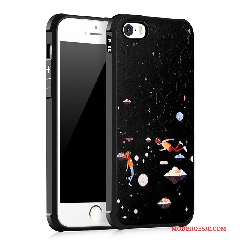 Hoesje iPhone 5/5s Zacht Anti-falltelefoon, Hoes iPhone 5/5s Bescherming Zwart