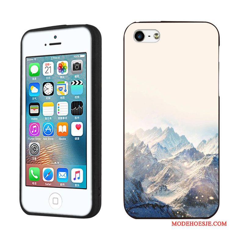 Hoesje iPhone 5/5s Zacht Mooi Geel, Hoes iPhone 5/5s Siliconen Persoonlijk Landschap