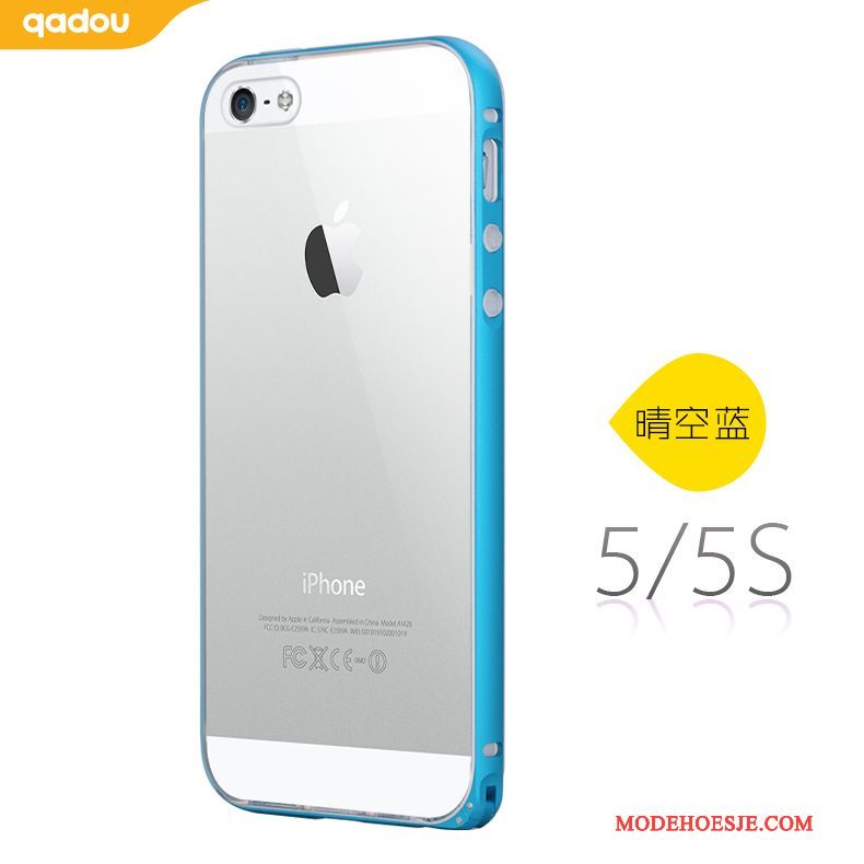 Hoesje iPhone 5/5s Zacht Telefoon Doorzichtig, Hoes iPhone 5/5s Siliconen Omlijsting Blauw