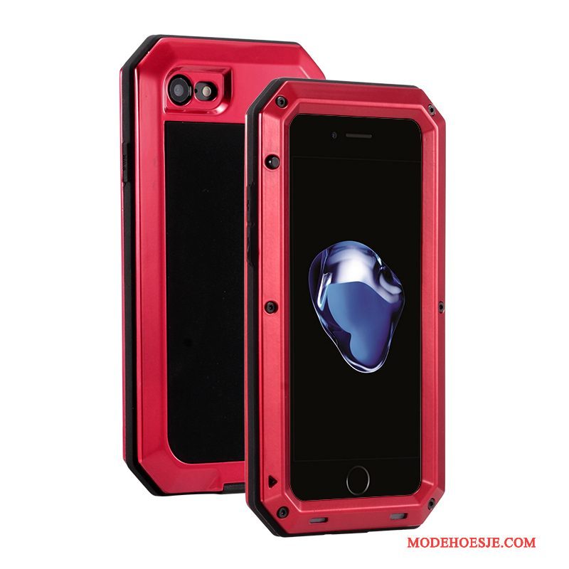 Hoesje iPhone 5/5s Zakken Rood Drie Verdedigingen, Hoes iPhone 5/5s Metaal Trend Anti-fall