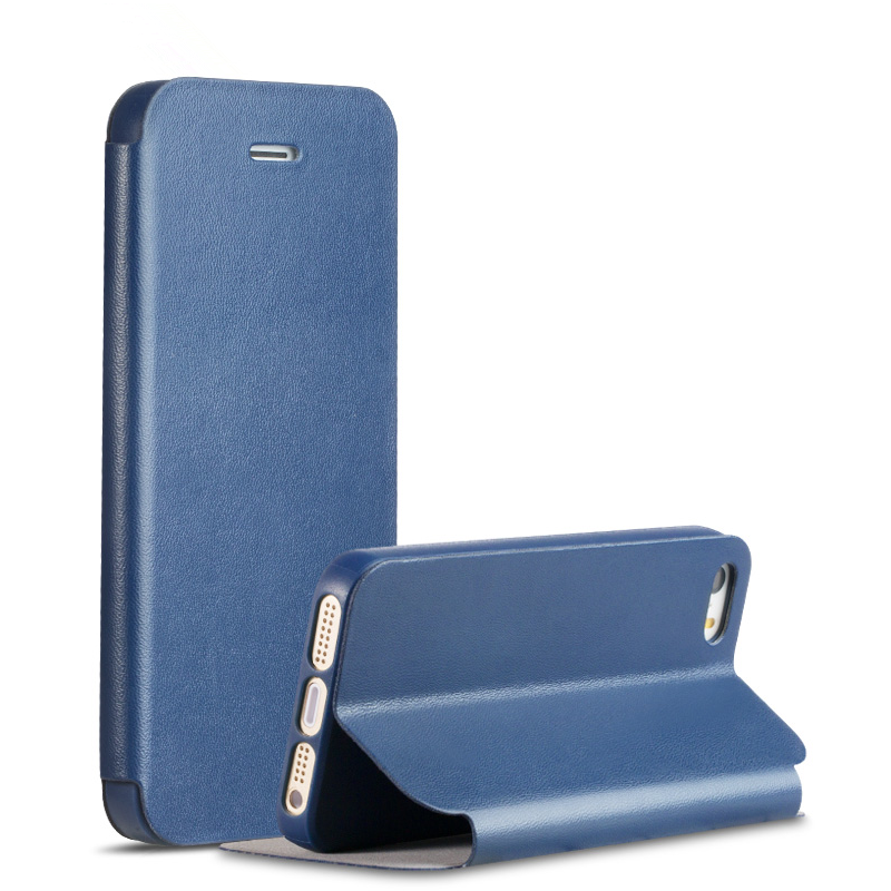 Hoesje iPhone 5/5s Zakken Telefoon Anti-fall, Hoes iPhone 5/5s Folio Donkerblauw