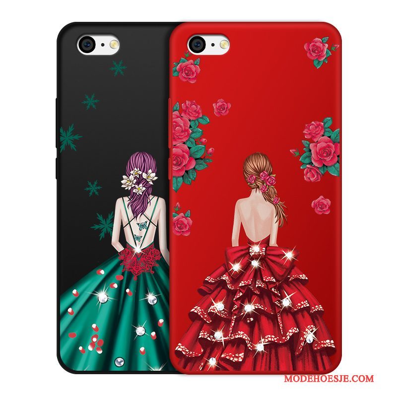 Hoesje iPhone 5c Siliconen Anti-fall Rood, Hoes iPhone 5c Zacht Telefoon Hanger