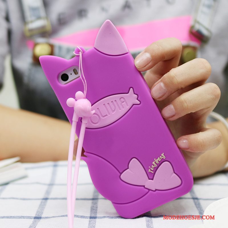 Hoesje iPhone 5c Zakken Anti-fall Grijs, Hoes iPhone 5c Zacht Purper Hanger