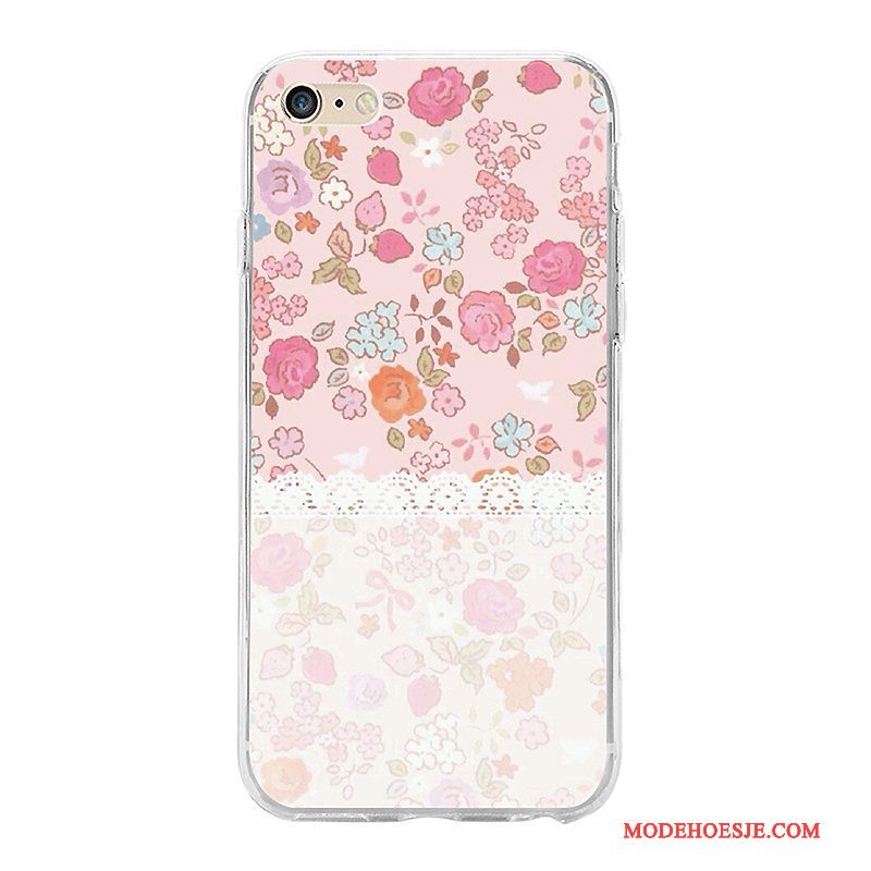 Hoesje iPhone 6/6s Bloemen Telefoon Net Red, Hoes iPhone 6/6s Zacht Hanger Doorzichtig