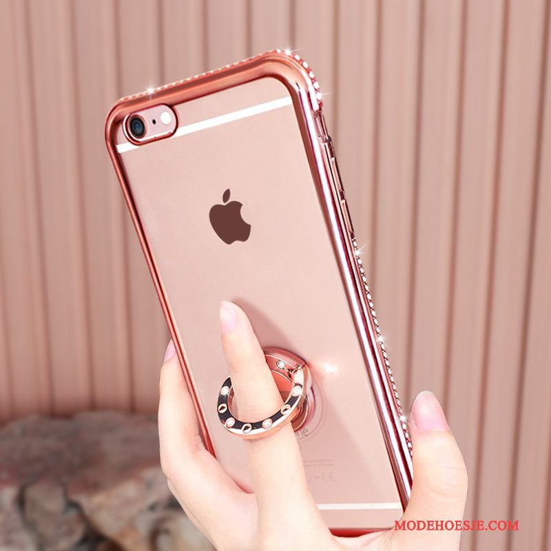 Hoesje iPhone 6/6s Plus Bescherming Roze Doorzichtig, Hoes iPhone 6/6s Plus Zacht Anti-falltelefoon