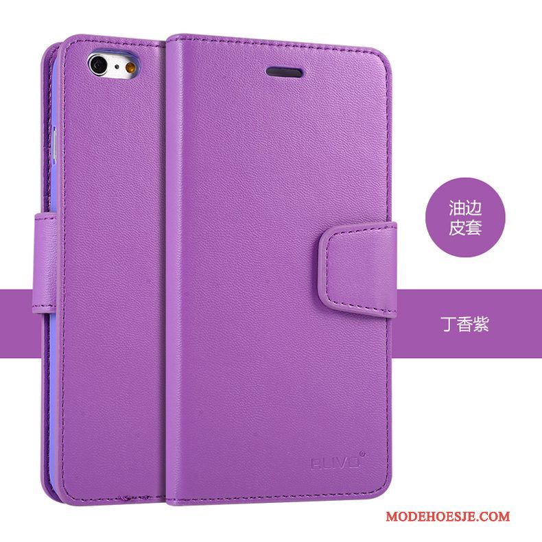 Hoesje iPhone 6/6s Plus Leer Telefoon Purper, Hoes iPhone 6/6s Plus Folio