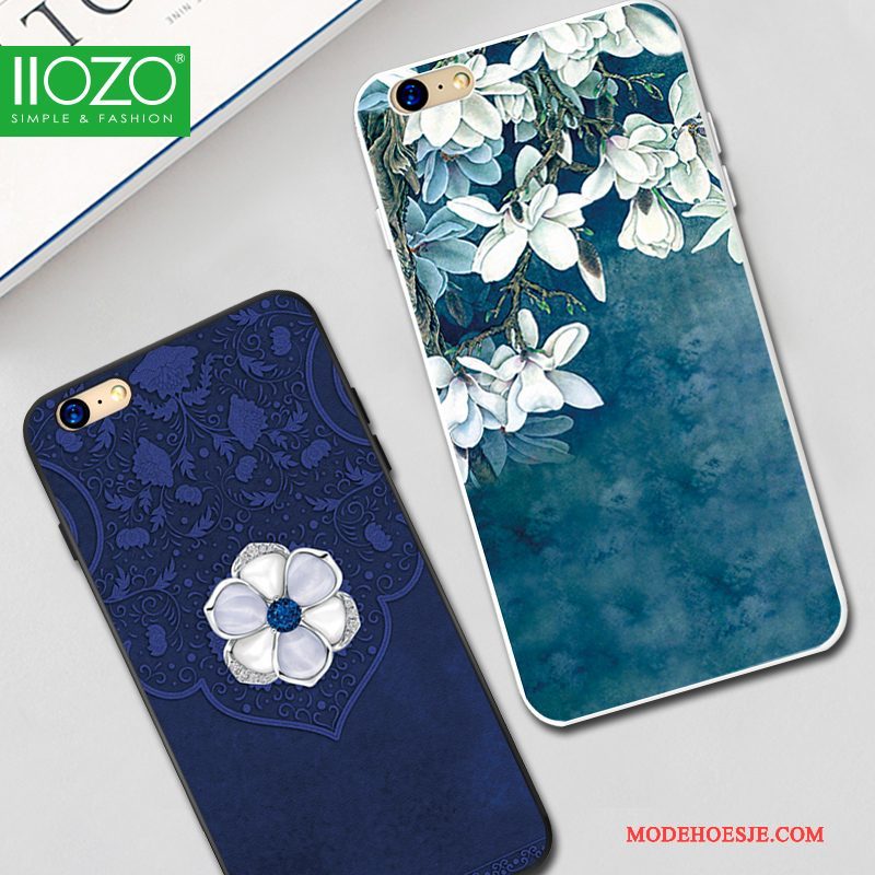 Hoesje iPhone 6/6s Plus Reliëf Schrobbentelefoon, Hoes iPhone 6/6s Plus Bescherming Trend Blauw