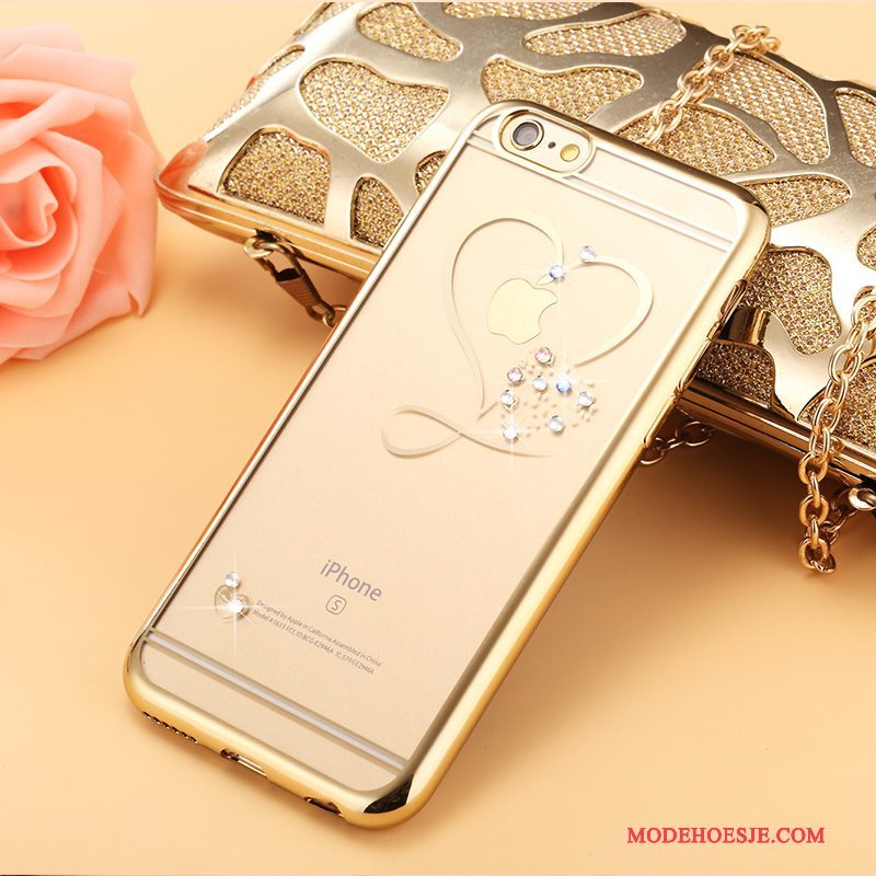 Hoesje iPhone 6/6s Plus Siliconen Doorzichtig Trendy Merk, Hoes iPhone 6/6s Plus Zacht Anti-fall Goud