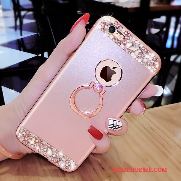 Hoesje iPhone 6/6s Plus Strass Roze Anti-fall, Hoes iPhone 6/6s Plus Luxe Ringtelefoon