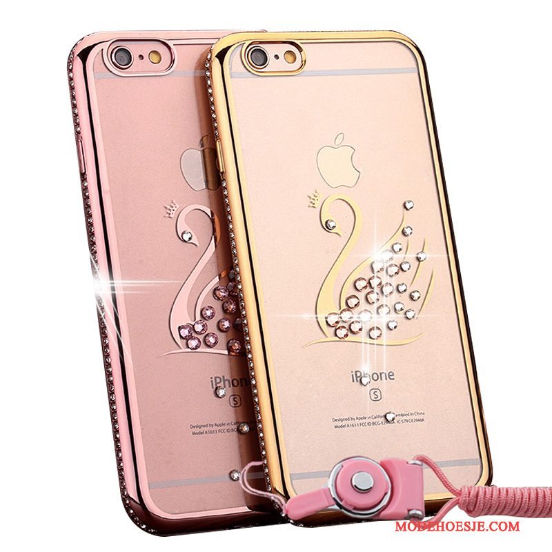 Hoesje iPhone 6/6s Plus Strass Rozetelefoon, Hoes iPhone 6/6s Plus Hanger Trend