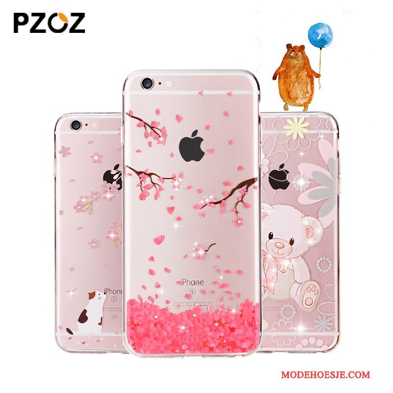 Hoesje iPhone 6/6s Plus Zacht Doorzichtig Hanger, Hoes iPhone 6/6s Plus Siliconen Roze Elegante