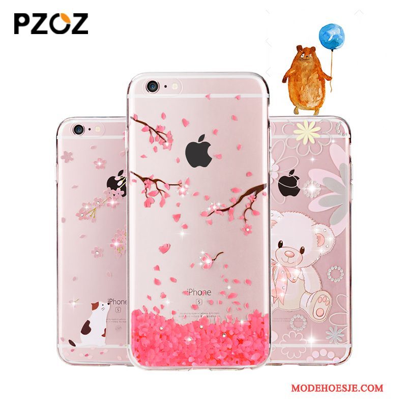 Hoesje iPhone 6/6s Plus Zacht Doorzichtig Hanger, Hoes iPhone 6/6s Plus Siliconen Roze Elegante